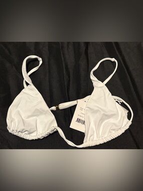 Andies White Triangle Bikini Top - Classic Summer Swim Large